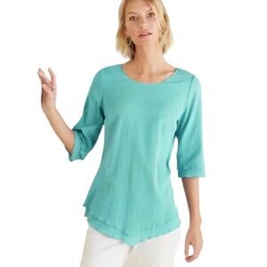 Soft‎ Surroundings Siesta Key Tunic Sz XL Aqua Blue Resort Beach Vacation Casual